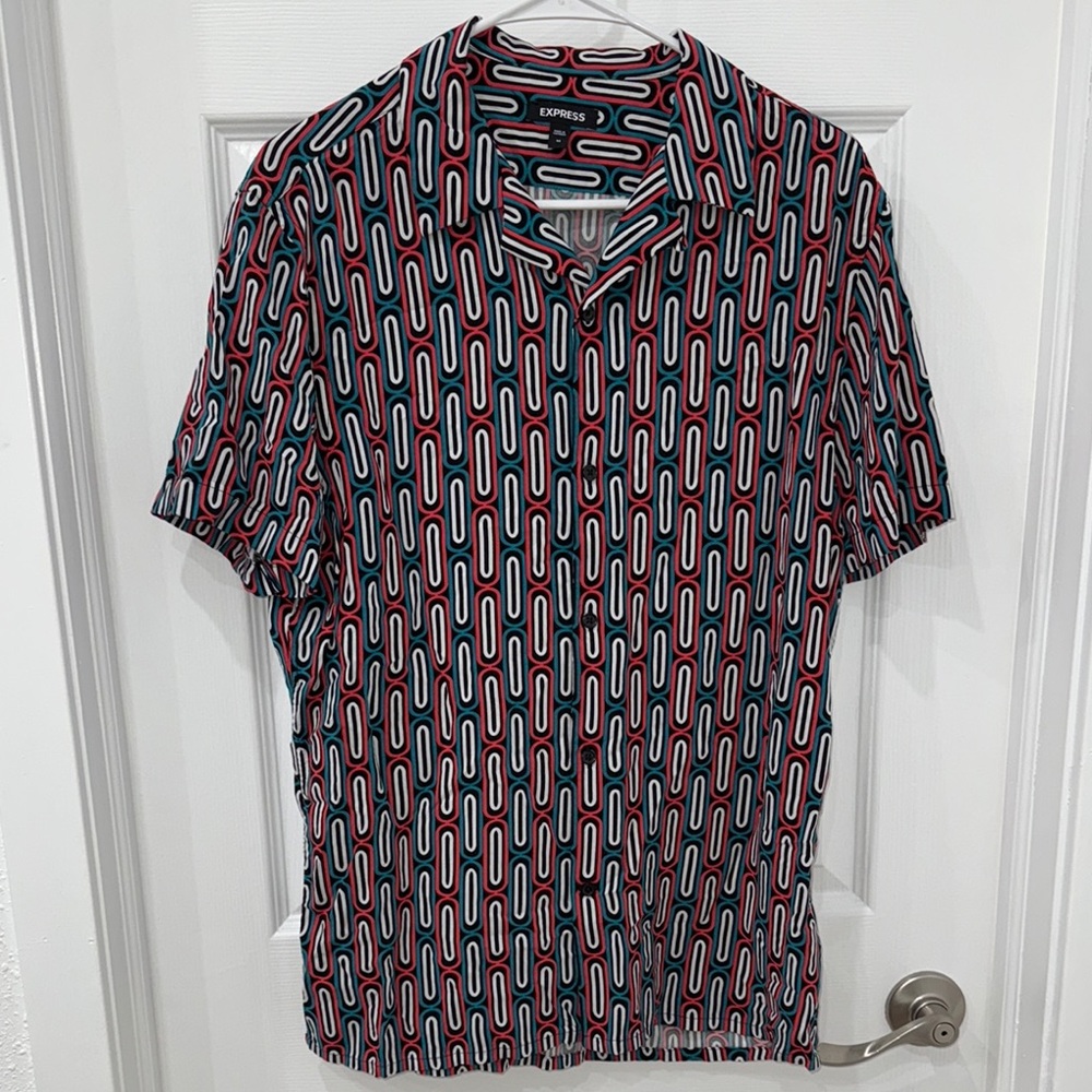 Express Men's Geometric Pattern Shirt - Multicolor